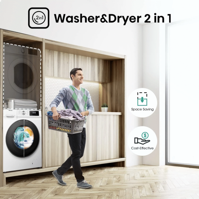 Hisense Lavasciuga Slim 10+6 Kg Classe A Profondità 61 cm Centrifuga 1400 giri Inverter Funzione Vapore colore Bianco - WDQA1014EVJM - immagine 3