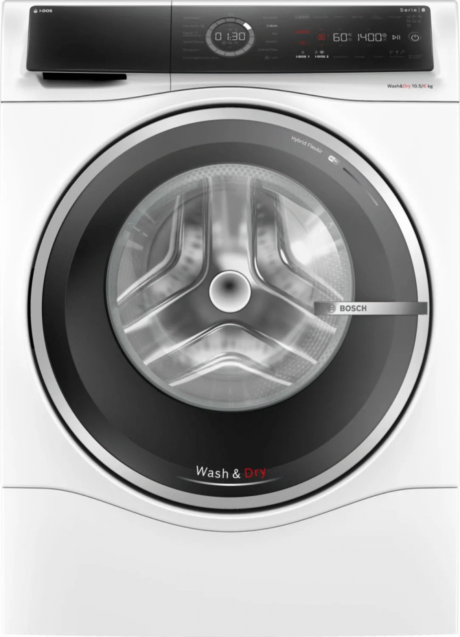 Bosch Lavasciuga 10.5+6 Kg Classe D Profondità 62 cm Centrifuga 1400 giri Inverter Vapore Wash&Dry colore Bianco - WNC254A0IT Serie 8