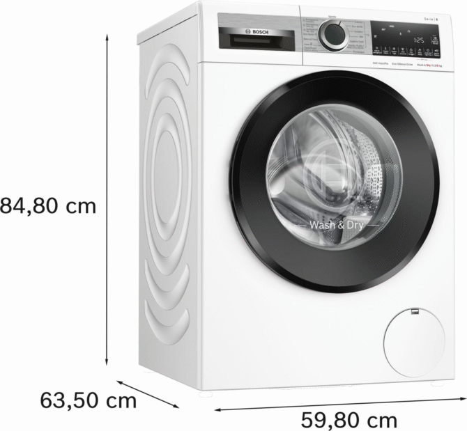 Bosch Lavasciuga 10.5+6 Kg Classe D Profondità 59 cm Centrifuga 1400 giri Motore Inverter colore Bianco - WNG25400IT Serie 6 - immagine 8
