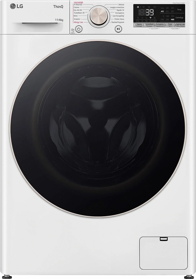 Lg Lavasciuga 11+6 Kg Classe A Profondità 56,5 cm Centrifuga 1400 giri Inverter Funzione Vapore - D4R7011TSWG Ai Dd