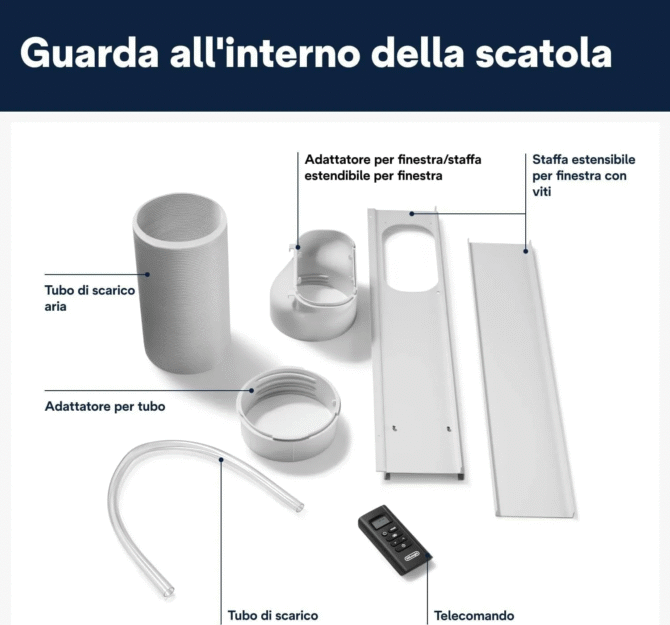 De Longhi Pinguino Condizionatore Portatile 9400 Btu/h Climatizzatore Classe A Funzione Deumidificatore Timer - PAC EM82 - immagine 6
