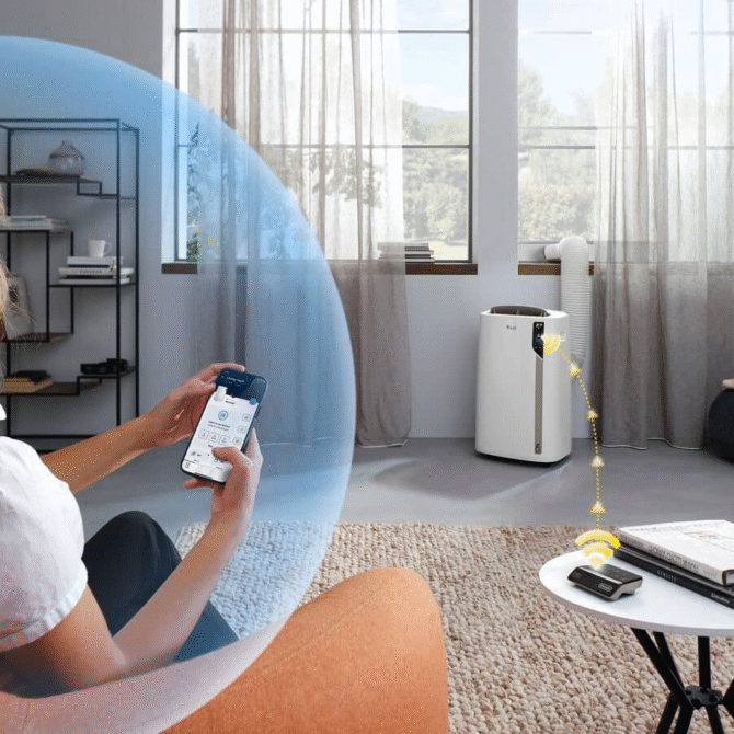 De Longhi Pinguino Condizionatore Portatile 11000 Btu/h Climatizzatore Classe A+ Funzione Deumidificatore con Telecomando e Timer colore Bianco - PACEL112CSTWIFI - immagine 4